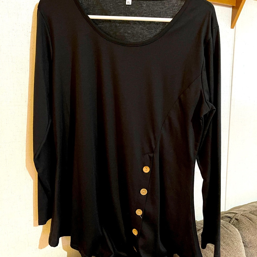 Women’s Black XL Blouse with button accent on the left side